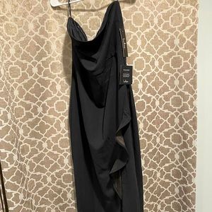 Black strapless asymmetrical NEW gown